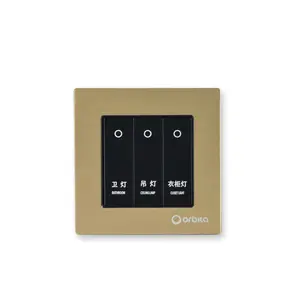 ORBITA-interruptor oro rosa esmerilado de aleación de aluminio y magnesio, 3 entradas, con placas de enchufe de pared