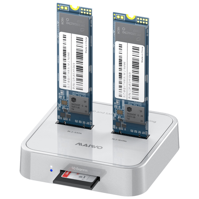 Tool Free SD Express Card NVMe SATA M.2 SSD Docking Station Mini USB 3.2 Gen2  Dual Protocol  10Gbps Solid State Drive Dock