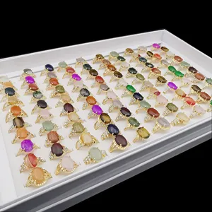 Anelli con Pietre Sintetiche di Moda 2026, Vendita all'Ingrosso, Misure Assortite, Anelli Geometrici con Gemme per Anniversario - Product Image 5