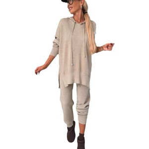 Vêtements pour femmes, nouveau costume automne-<span class=keywords><strong>hiver</strong></span>, couleur unie, sweat-shirt à capuche ample, <span class=keywords><strong>ensemble</strong></span> deux pièces - Product Image 1