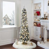 Sapin de Noël floqué pré-éclairé de 1,8 m, sapin d'épinette réaliste et mince avec 250 LED blancs chauds et multicolores et télécommande