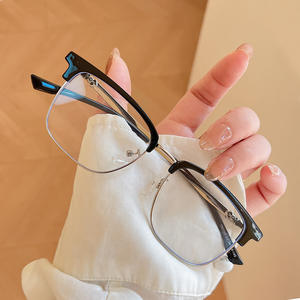 Qianai – montures de lunettes demi-cerclées pour hommes, verres quadrilatères moyens en PC, anti-lumière bleue et protection UV Q1 2203 - Product Image 1