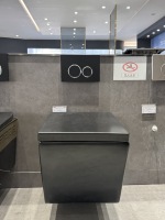 Bidet de toilette à double chasse d'eau moderne européenne Design carré noir Matériau céramique à suspension murale monobloc pour salle de bain des filles chinoises