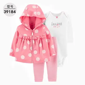 Lovely dot printing baby clothes newborn girls children wholesale clothing sets