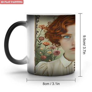 Frosted <b>Ceramic</b> Mug 11oz Black Heat Sensitive Color Changing <b>Cup</b> - Product Image 1