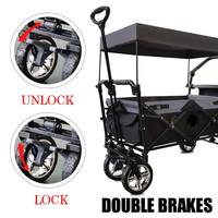 Chariot de plage pliable, chariot de camping, chariot à deux étages, poussette pliable pour bébé