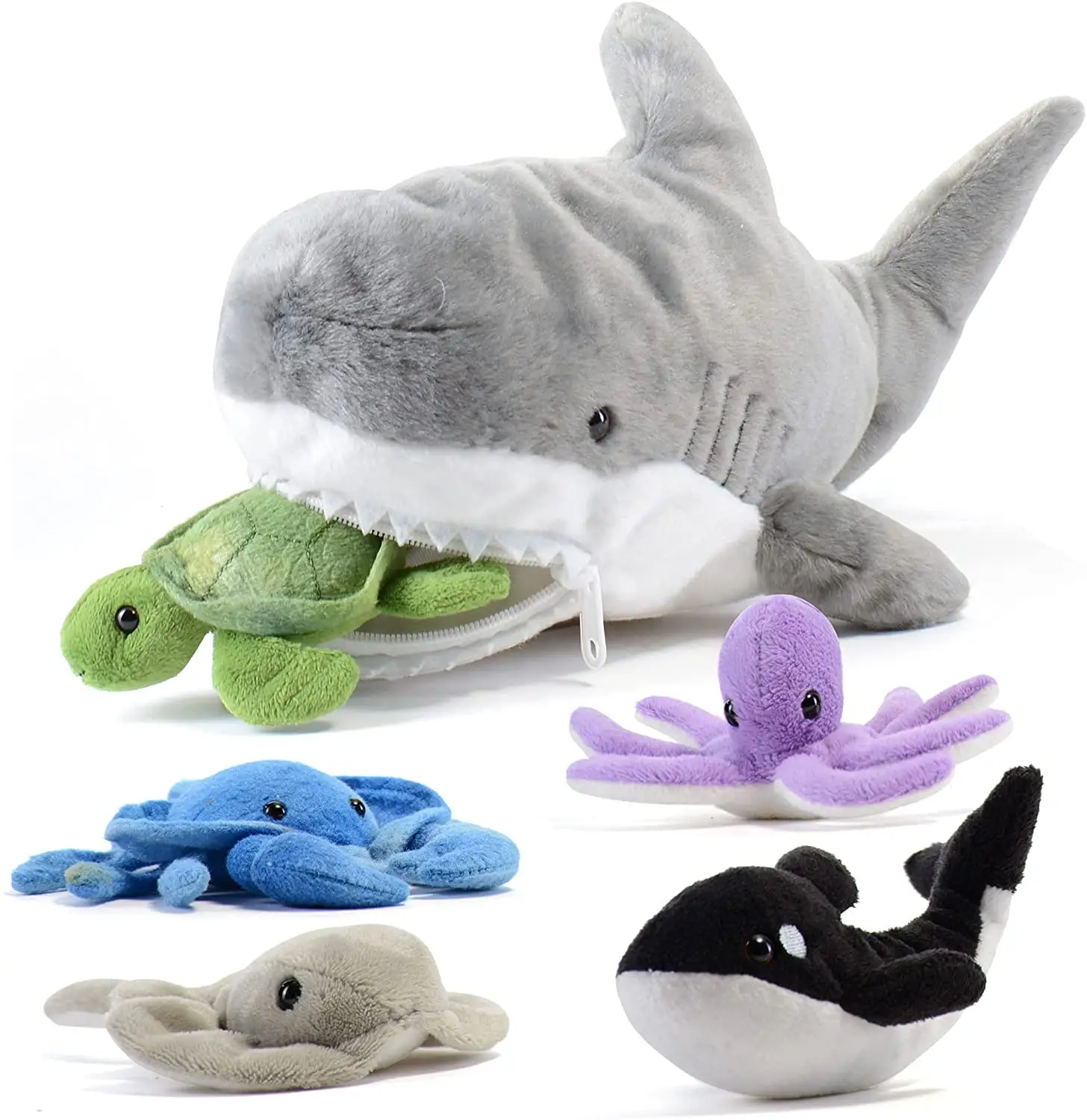 Soft Custom Stuffed Sea Animal Mama mit 5 Stück Babys Plüschtiere Hai Plüsch kissen