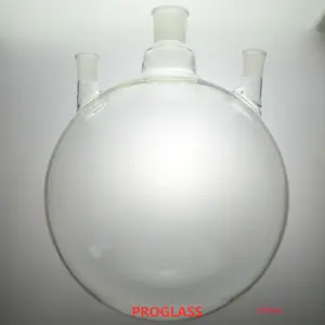 Lab glass-frasco de 5000mL con tres cuellos, parte inferior redonda, apto para el kit de camino corto