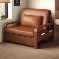 Sofá Cama Plegable Moderno Multifuncional Dos en Uno, Sofá Cama Doble para Sala de Estar y Dormitorio, Cuero Encerado, Estructura Metálica, Suave