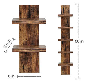 Étagère murale moderne en bois à 5 niveaux, étroite, finition brun clair, étagère verticale en <span class=keywords><strong>colonne</strong></span>, étagère flottante, <span class=keywords><strong>rangement</strong></span>, décoration intérieure, organisateur, grande - Product Image 2