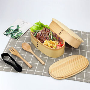 Ahşap yemek kabı çift katmanlı japon ahşap çocuklar için ahşap kapak ile Bento kutusu yetişkin Picnicking ofis okul yürüyüş kamp - Product Image 4