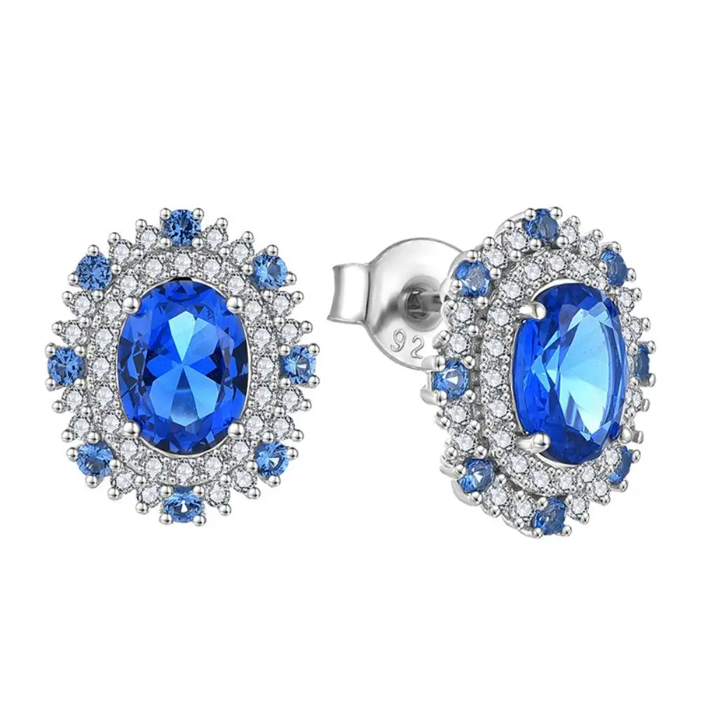 Boucles d'oreilles en saphir naturel en argent Sterling 925 pour femmes, pierres précieuses bleu Royal, toutes sortes de pierres précieuses, vente en gros