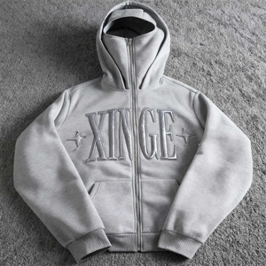 Nouvelle Arrivée 2026 – Sweat à Capuche Zippé Homme Oversize Personnalisé avec Broderie 3D et Imprimé Appliqué, Coupe Boxy à Double Capuche - Product Image 1