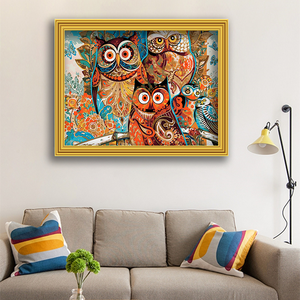 Pintura abstracta de animales de la familia de búhos sin marco, pintura Digital Diy por números, cuadro de arte de pared moderno <span class=keywords><strong>para</strong></span> arte de pared del hogar - Product Image 3