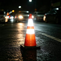 Cône de signalisation routière en PE de 70 cm avec base noire, 4,5 kg, robuste, pour les chantiers de construction, cône de sécurité routière, cônes de signalisation