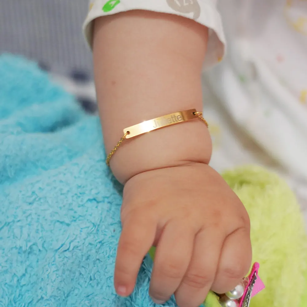 Bebek takı bilezik mücevher altın kaplama kolye 18k altın 316l bilezik özel Bisuteria De Acero Por Mayor Pulsera De Oro