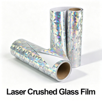 Film vinyle holographique auto-adhésif effet verre brisé imprimable, film laser arc-en-ciel, encre éco-solvant pour affiches et décoration de fenêtres