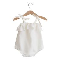 Nouvelle combinaison d'été style Instagram à bretelles fines et volants en coton-lin et chanvre pour bébé/nouveau-né, export transfrontalier