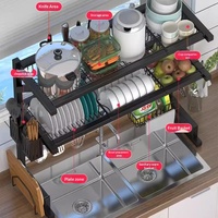 Égouttoir à vaisselle rectangulaire multifonctionnel en acier inoxydable pour évier de cuisine, modèle 140, support de rangement pour vaisselle sur comptoir