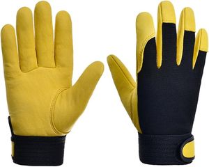 Guantes <span class=keywords><strong>de</strong></span> Seguridad Negros y Amarillos para Protección <span class=keywords><strong>de</strong></span> Manos, Guantes <span class=keywords><strong>de</strong></span> Jardinería, Guantes <span class=keywords><strong>de</strong></span> <span class=keywords><strong>Trabajo</strong></span> Utilitarios para Mecánicos, Construcción, Conducción - Product Image 1