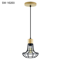 Lámpara Colgante Nórdica Moderna de Metal y Madera, Estilo Jaula, para Decoración de Hotel, Hogar, Cocina y Dormitorio