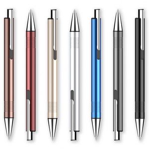 Stylo bille publicitaire en métal, personnalisable en gros avec logo imprimé, encre bleue et noire pour le bureau - Product Image 5