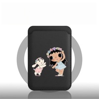 Porte-cartes magnétique en cuir motif chien de jade dansant, étui pour badge d'étudiant, pour carte d'identité et utilisation quotidienne pratique