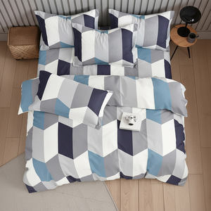 ชุดผ้าปูผ้านวมลายพิมพ์เรขาคณิตสไตล์โมเดิร์นหรูหรา ผ้าฝ้ายทวิล 100% 3 ชิ้น 200 เส้นด้าย ระบายอากาศได้ดี เป็นมิตรกับสิ่งแวดล้อม จัดส่งรวดเร็ว - Product Image 1