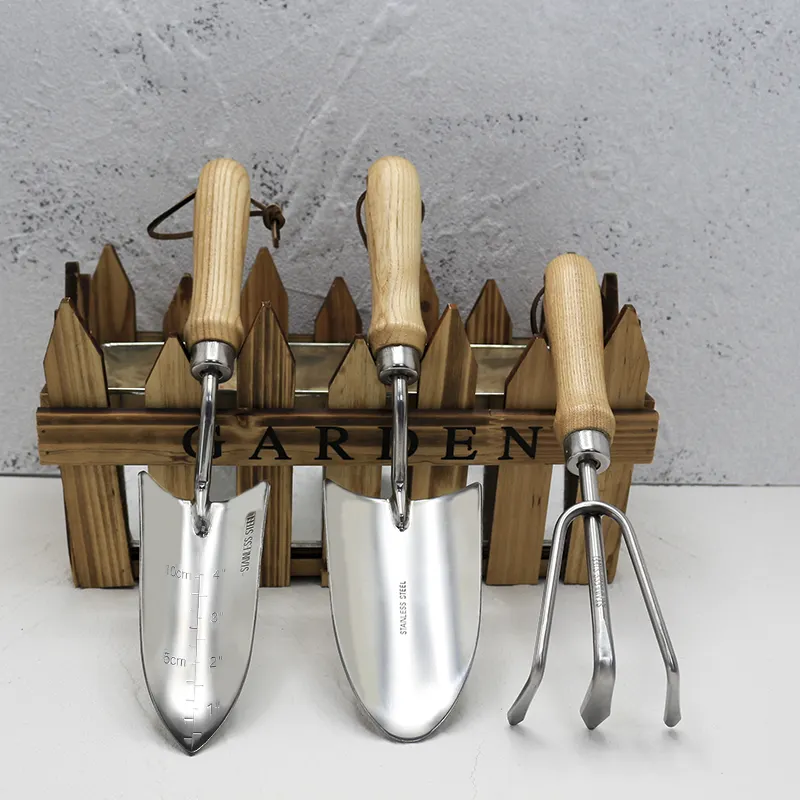 Hot Selling 3 Pieces Shovel Fork Weeder Outdoor Garden Hand Tools Garden Tool Set With Wood Handle