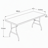 Table pliante blanche moderne tendance pour restaurant et banquet de mariage, table de pique-nique portable en plastique HDPE pliable