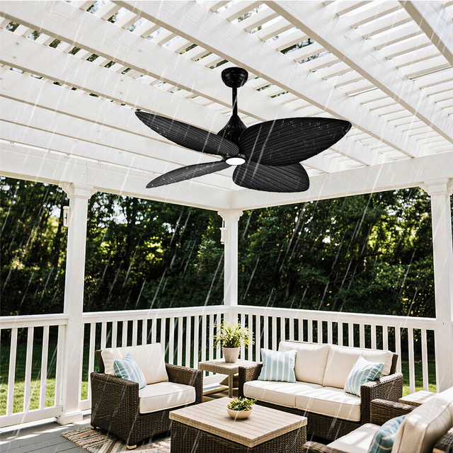 Retro Decorative Ceiling Fan with Light, 4 ABS Blades, Three-color Dimming, Remote Control