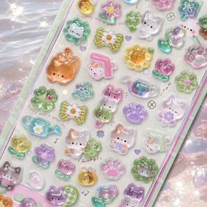 Enfants dessin animé mignon animaux 3D autocollants acryliques avec soulagement bonbons lapin cristal autocollants journal décor - Product Image 2