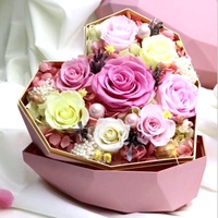 Roses éternelles en forme de cœur, pour un cadeau de saint-valentin, roses romantiques, luxueuses, en forme de cœur, 1 pièce, offre spéciale