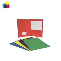 Carpeta de Presentación de Papel Ecológica de Tres Colores con Dos Bolsillos, Tamaño Carta, con Espacio para Tarjetas de Presentación y Logotipo Personalizado