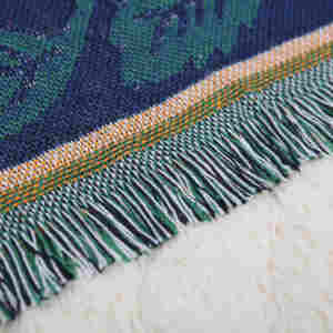 Funda de cama de margaritas de poliéster y algodón tejido a buen precio, <span class=keywords><strong>manta</strong></span> para sillón con patrón de planta de pájaro, toalla de sofá plegada con flecos - Product Image 4