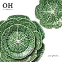 Assiette à dîner en porcelaine de chou vert, ensemble de vaisselle en céramique de haute qualité, décoration de mariage et de fête, nouvelle collection