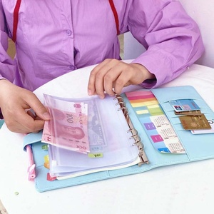 Carpeta de cuaderno en espiral A5 A6, sobres con cremallera en efectivo, cubierta de cuero PU, <span class=keywords><strong>Agenda</strong></span>, planificador, presupuesto escolar, gestión del dinero, diario de regalo - Product Image 3