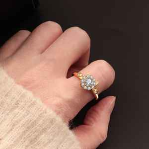 Cute <b>Cat</b> Finger <b>Ring</b> Adjustable Insert Zircon Copper Gold Plated Spin Anxiety Non Tarnish Stress Relief Jewelry For Girls - Product Image 2