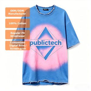 2026 Trend Custom Screen Print Unisex 100% Cotton Street Wear Distress Round-neck Graphic Letters Digital Print T-Shirt for Men - Product Image 1