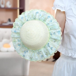Ensemble deux pièces d'été sans manches avec col en dentelle, grand nœud et motif floral, haut et short, tenue de <span class=keywords><strong>princesse</strong></span> pour petites filles - Product Image 4