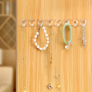 Mini 8 <b>Hook</b> Wall Mounted Jewelry Organizer Transparent Rectangle Necklace Bracelet Earring <b>Display</b> Rack Storage Holder - Product Image 2