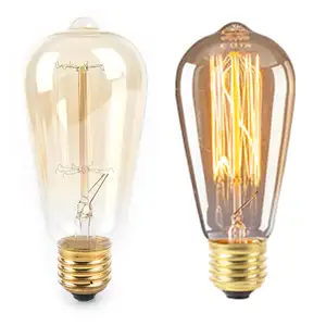 Edison Vintage luz bulb ST64 ST58 Regulável 40w 60w luz quente gaiola de esquilo E26 E27 Base de vidro transparente 220V 110V