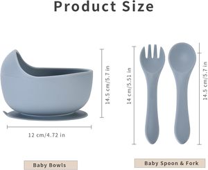 Ensemble de bols et de <span class=keywords><strong>couverts</strong></span> en silicone de qualité supérieure pour tout-petits avec options de couleur personnalisées, prise en charge de la personnalisation du logo, vente en gros - Product Image 6