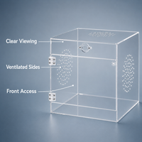 Terrarium en verre acrylique durable et moderne pour reptiles, boîte d'élevage empilable pour gecko et lézard, murs entièrement transparents