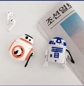 Funda con Clip para Airpods Pro, cubierta suave con diseño 3D de estrella bonita R2D2 BB8 para Airpods 1/2