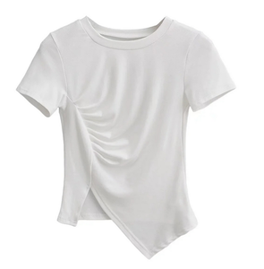 Runwaylover 707 핫 세일 2022 숙녀 Pleated 짧은 소매 티셔츠 - Product Image 5