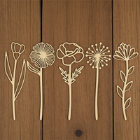 Ensemble de décor de tiges de fleurs sauvages Découpe au laser Artisanat en bois pour boîtes en bois et panneaux muraux Design unique pour la décoration intérieure