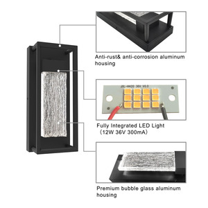 Lámpara de Pared <span class=keywords><strong>Exterior</strong></span> LED Moderna con Burbujas de Cristal, IP65 Impermeable, 5CCT Ajustables, Regulable por Triac, 12W 420LM, Certificación ETL - Product Image 3