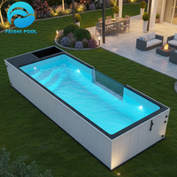 Piscine hors sol professionnelle en fibre de verre, grand spa jacuzzi de 40 pieds sur 20 pieds, construction étanche pour jardin et fitness