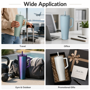 40oz Vacuum Insulated Stainless Steel Tumbler with Handle Straw Lid Custom Logo <b>Large</b> Capacity Travel Cup for Sports Outdoor - Product Image 6